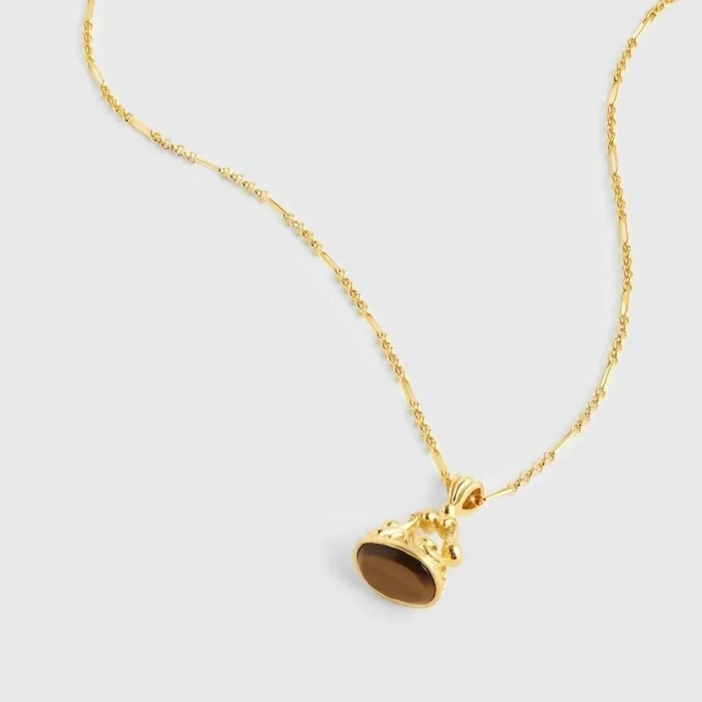 Madewell gold‎ necklace with black stone